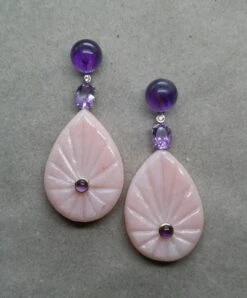 Amethyst White Gold Diamonds Engraved Pink Opal Flat Drops Earrings 20 Amethyst White Gold Diamonds Engraved Pink Opal Flat Drops Earrings -Mode Bijouterie Magasin 20201213 010139 master