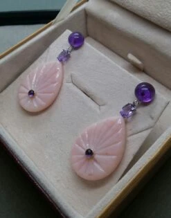 Amethyst White Gold Diamonds Engraved Pink Opal Flat Drops Earrings 15 Amethyst White Gold Diamonds Engraved Pink Opal Flat Drops Earrings -Mode Bijouterie Magasin 20201213 010412 master