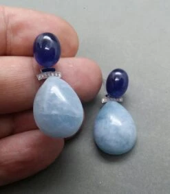 Art Deco Style Gold Diamonds Blue Sapphire Enamel Aquamarine Drops Earrings 18 Art Deco Style Gold Diamonds Blue Sapphire Enamel Aquamarine Drops Earrings -Mode Bijouterie Magasin 20201216 015342 master