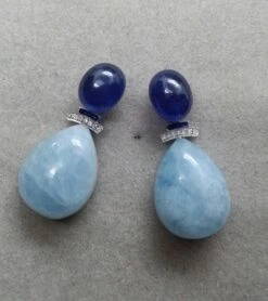 Art Deco Style Gold Diamonds Blue Sapphire Enamel Aquamarine Drops Earrings 14 Art Deco Style Gold Diamonds Blue Sapphire Enamel Aquamarine Drops Earrings -Mode Bijouterie Magasin 20201216 015534 master