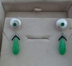 Art Deco Style Baroque Pearls Gold Emeralds Diamonds Enamel Jade Drops Earrings -Mode Bijouterie Magasin 20210202 192637 master