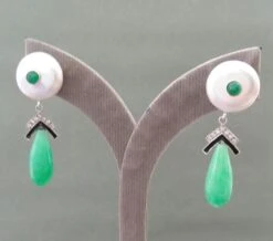 Art Deco Style Baroque Pearls Gold Emeralds Diamonds Enamel Jade Drops Earrings -Mode Bijouterie Magasin 20210202 192718 master