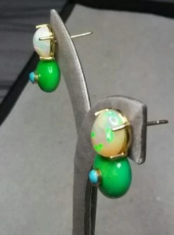 Solid Opal Cabochons Turkmenistan Green Turquoise Blue Turquoise Gold Earrings 22 Solid Opal Cabochons Turkmenistan Green Turquoise Blue Turquoise Gold Earrings -Mode Bijouterie Magasin 20210224 031104 master