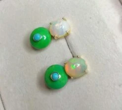 Solid Opal Cabochons Turkmenistan Green Turquoise Blue Turquoise Gold Earrings 20 Solid Opal Cabochons Turkmenistan Green Turquoise Blue Turquoise Gold Earrings -Mode Bijouterie Magasin 20210224 031348 master