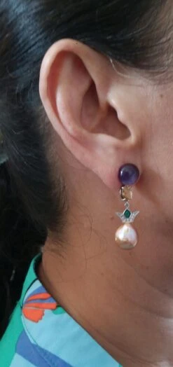 Art Deco Style Amethyst Citrine Gold Diamond Enamel Baroque Pearls Earrings -Mode Bijouterie Magasin 20210321 162159 master