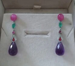 Art Deco Style Rubies Emeralds Gold Red Enamels Diamonds Amethyst Drop Earrings -Mode Bijouterie Magasin 20210415 234605 master