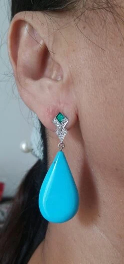 Art Deco Style Diamond Gold Green Enamel Natural Turquoise Plain Drop Earrings 25 Art Deco Style Diamond Gold Green Enamel Natural Turquoise Plain Drop Earrings -Mode Bijouterie Magasin 20211110 153925 master