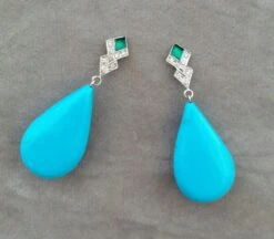 Art Deco Style Diamond Gold Green Enamel Natural Turquoise Plain Drop Earrings 18 Art Deco Style Diamond Gold Green Enamel Natural Turquoise Plain Drop Earrings -Mode Bijouterie Magasin 20211110 154155 master
