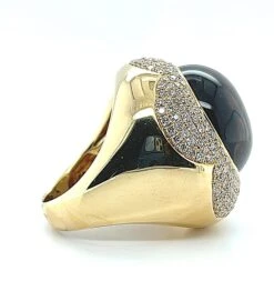 Smoky Quartz Cabochon & 2.33 Carats Diamond Pave 18k Yellow Bezel Dome Ring -Mode Bijouterie Magasin 2021 11 02 13 43 47 master