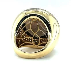 Smoky Quartz Cabochon & 2.33 Carats Diamond Pave 18k Yellow Bezel Dome Ring -Mode Bijouterie Magasin 2021 11 02 13 45 26 master