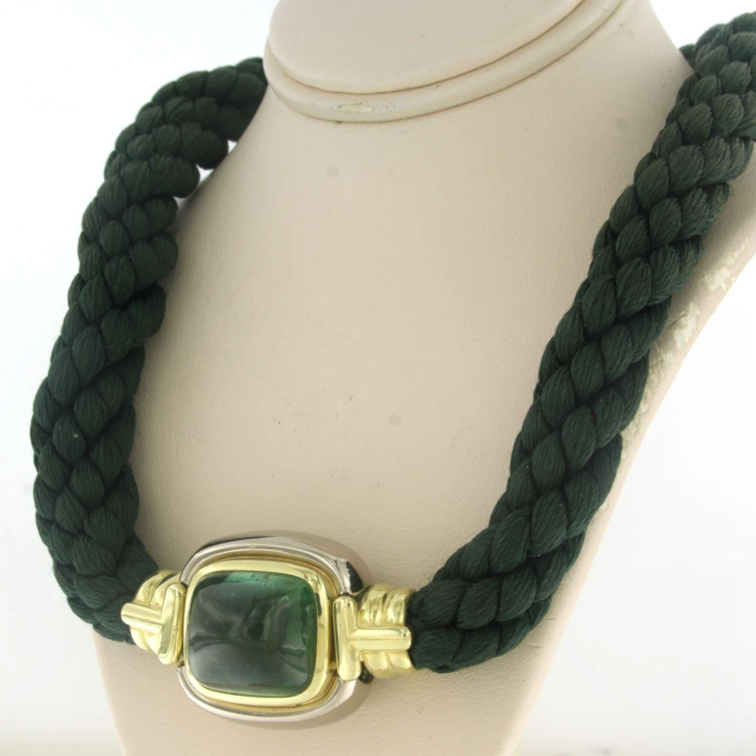 Unknown Tourmaline Lock On An Green Satin Necklace 5 Unknown Tourmaline Lock On An Green Satin Necklace – Image 3