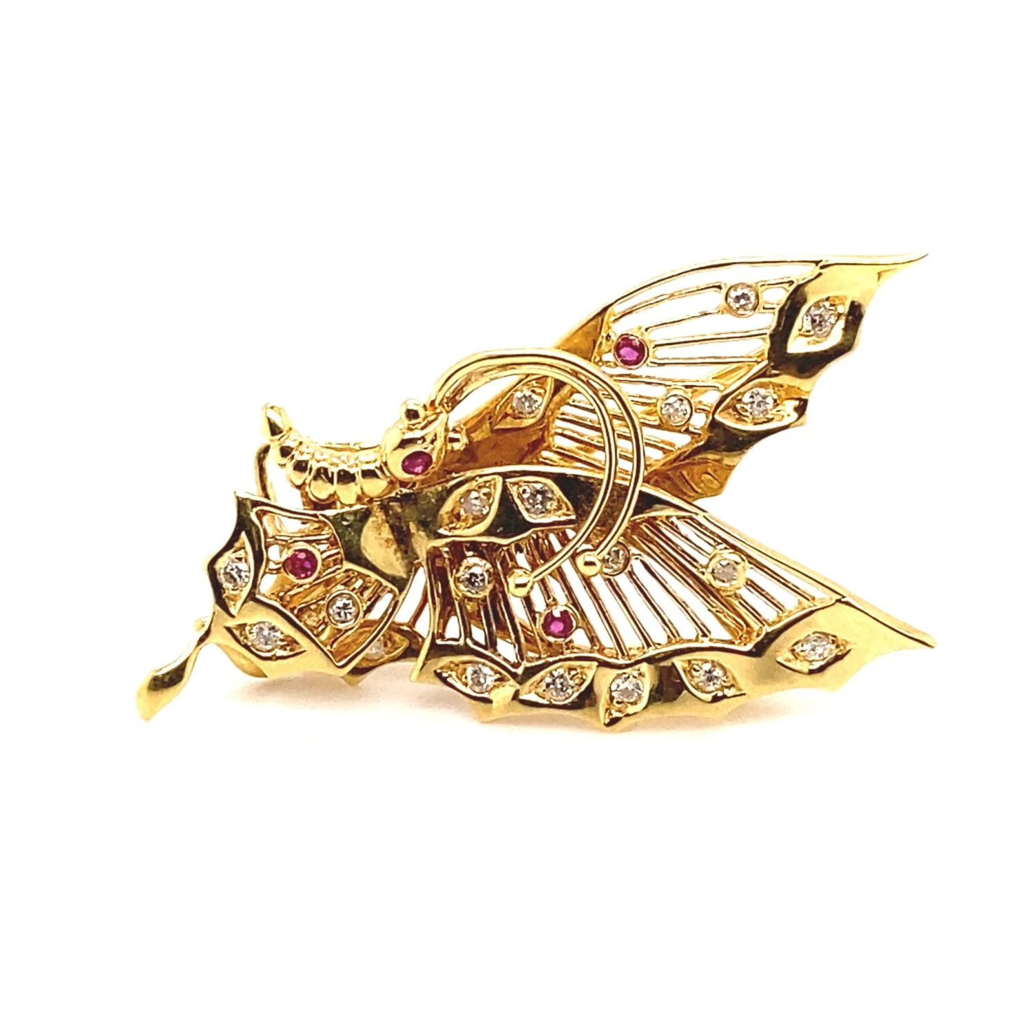 Unknown 0.25 Carat Natural Diamond & Ruby Brooch/Necklace Enhancer Set In 18K Gold 6 Unknown 0.25 Carat Natural Diamond & Ruby Brooch/Necklace Enhancer Set In 18K Gold – Image 4