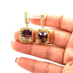 12.54 Carat Ametrine Sapphire Diamond Yellow Gold Drop Earrings -Mode Bijouterie Magasin 2022 11 10 10 54 19 master