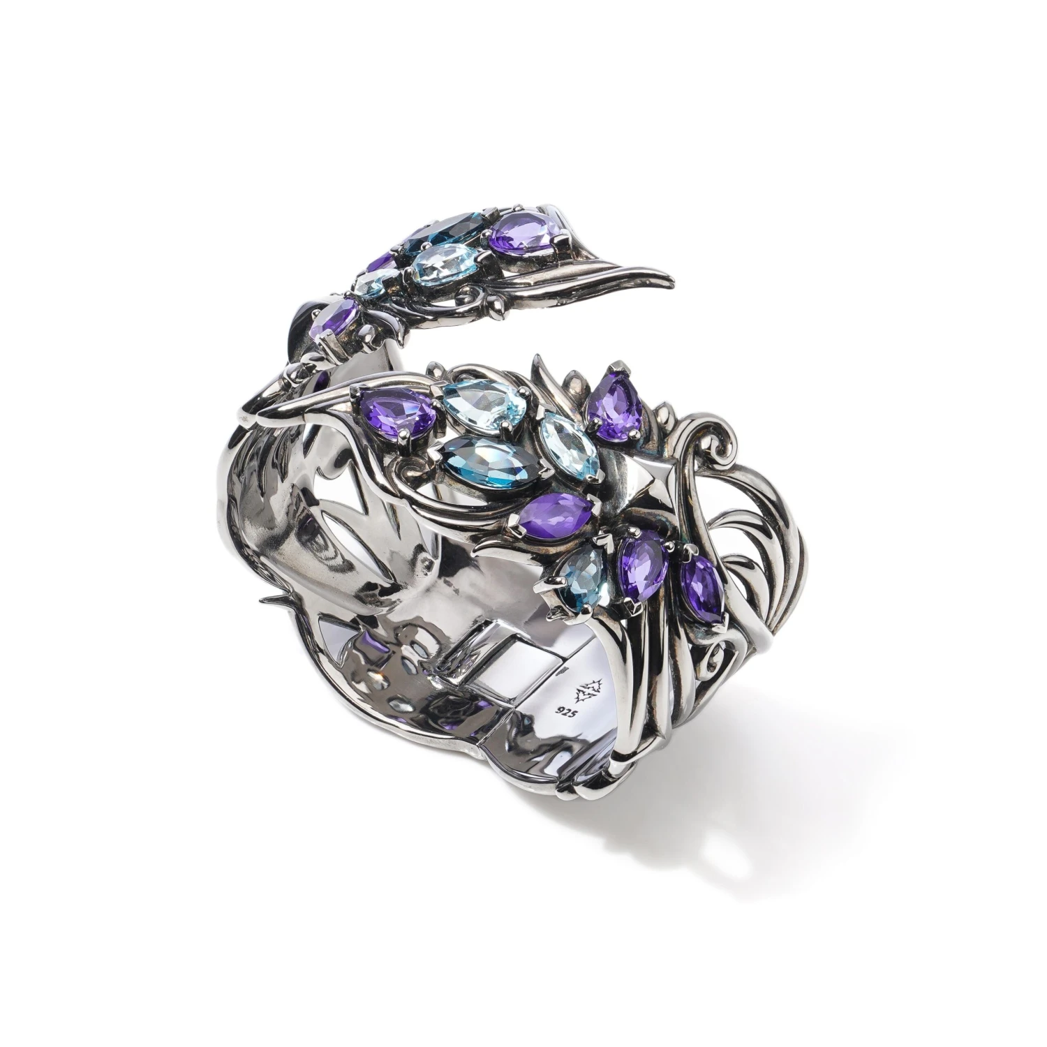 Stephen Webster 925 Sterling Silver Cuff Bangle Set With Topazes 6 Stephen Webster 925 Sterling Silver Cuff Bangle Set With Topazes – Image 4