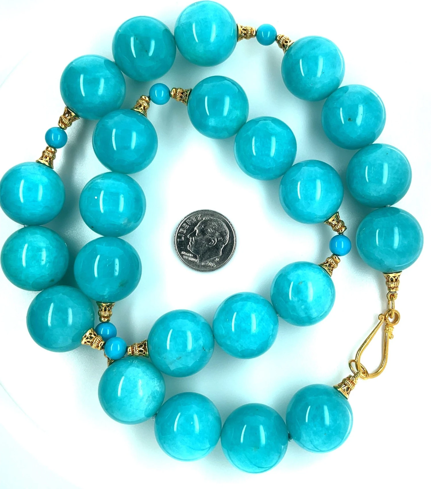 Amazonite And Turquoise Beaded Necklace With Yellow Gold Accents 5 Amazonite And Turquoise Beaded Necklace With Yellow Gold Accents – Image 3