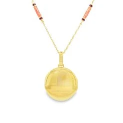Round Locket Pendant 18k Yellow Gold Pink & Red Vitreous Enamel 1 Diamond 0.03ct -Mode Bijouterie Magasin 2023 03 28 13 01 17 master
