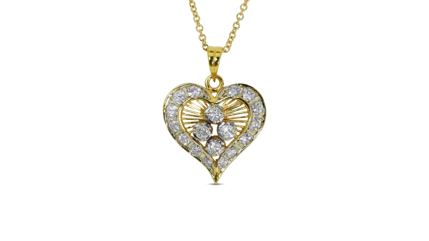 Marvelous 18k Yellow Gold Heart Necklace W/ 1 Carat Natural Diamonds AIG Cert 5 Marvelous 18k Yellow Gold Heart Necklace W/ 1 Carat Natural Diamonds AIG Cert – Image 3