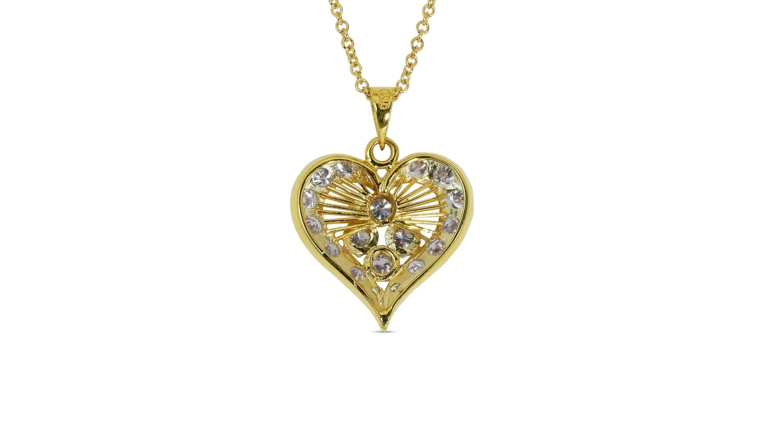 Marvelous 18k Yellow Gold Heart Necklace W/ 1 Carat Natural Diamonds AIG Cert 10 Marvelous 18k Yellow Gold Heart Necklace W/ 1 Carat Natural Diamonds AIG Cert – Image 8