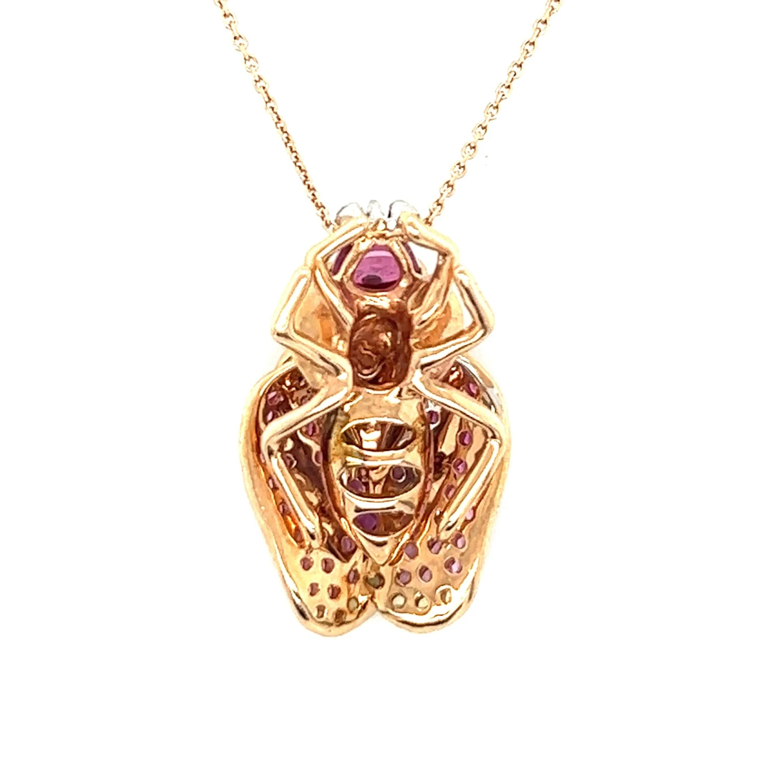 18 K Rose Gold Tourmaline Diamonds Bug Pendant Necklace 5 18 K Rose Gold Tourmaline Diamonds Bug Pendant Necklace – Image 3