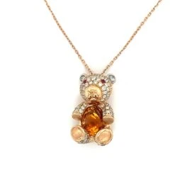 18k Rose Gold Fancy Diamond Citrine Bear Pendant Necklace -Mode Bijouterie Magasin 2023 05 31 12 56 54 master