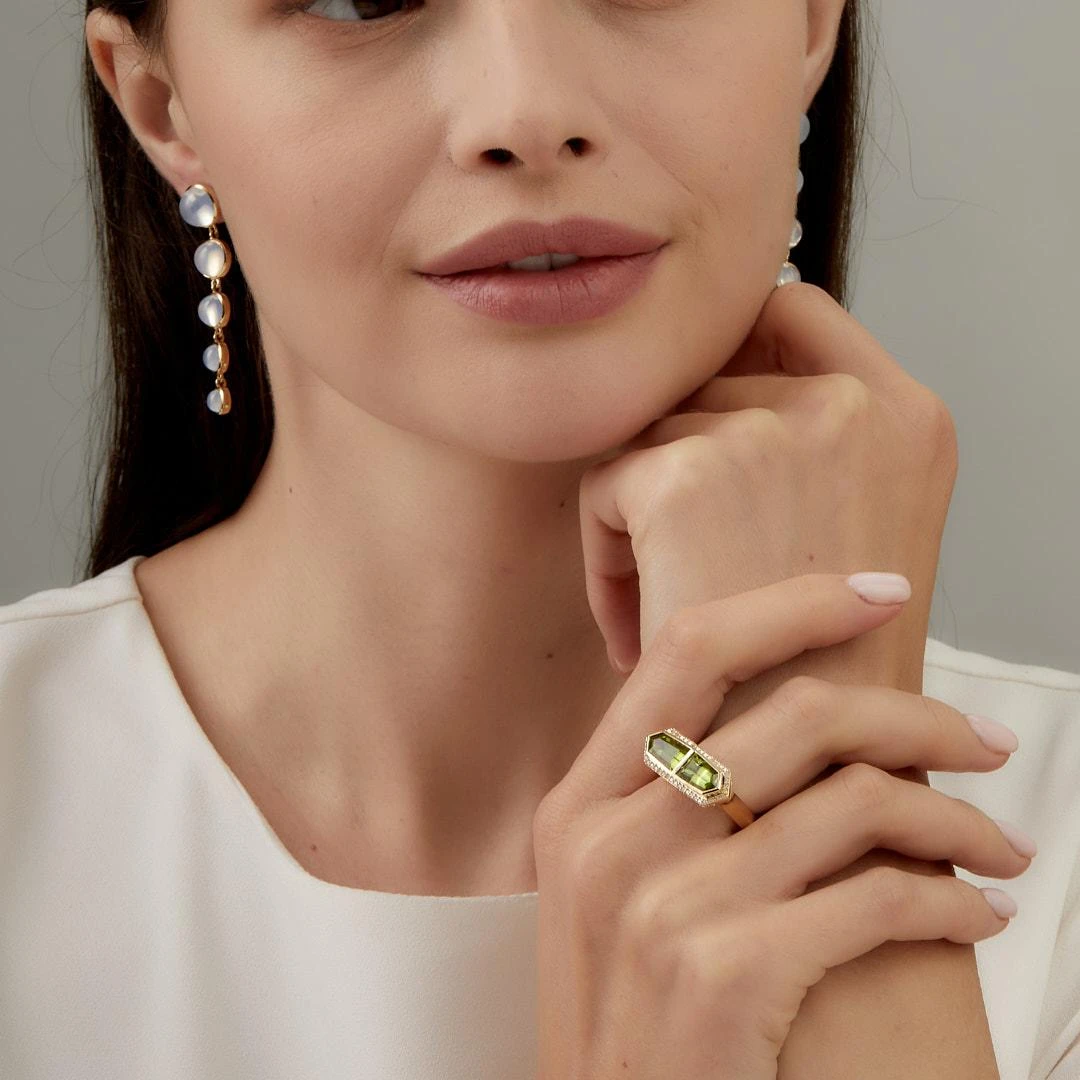 Syna Yellow Gold Geometrix Peridot And Diamond Ring 4 Syna Yellow Gold Geometrix Peridot And Diamond Ring – Image 2