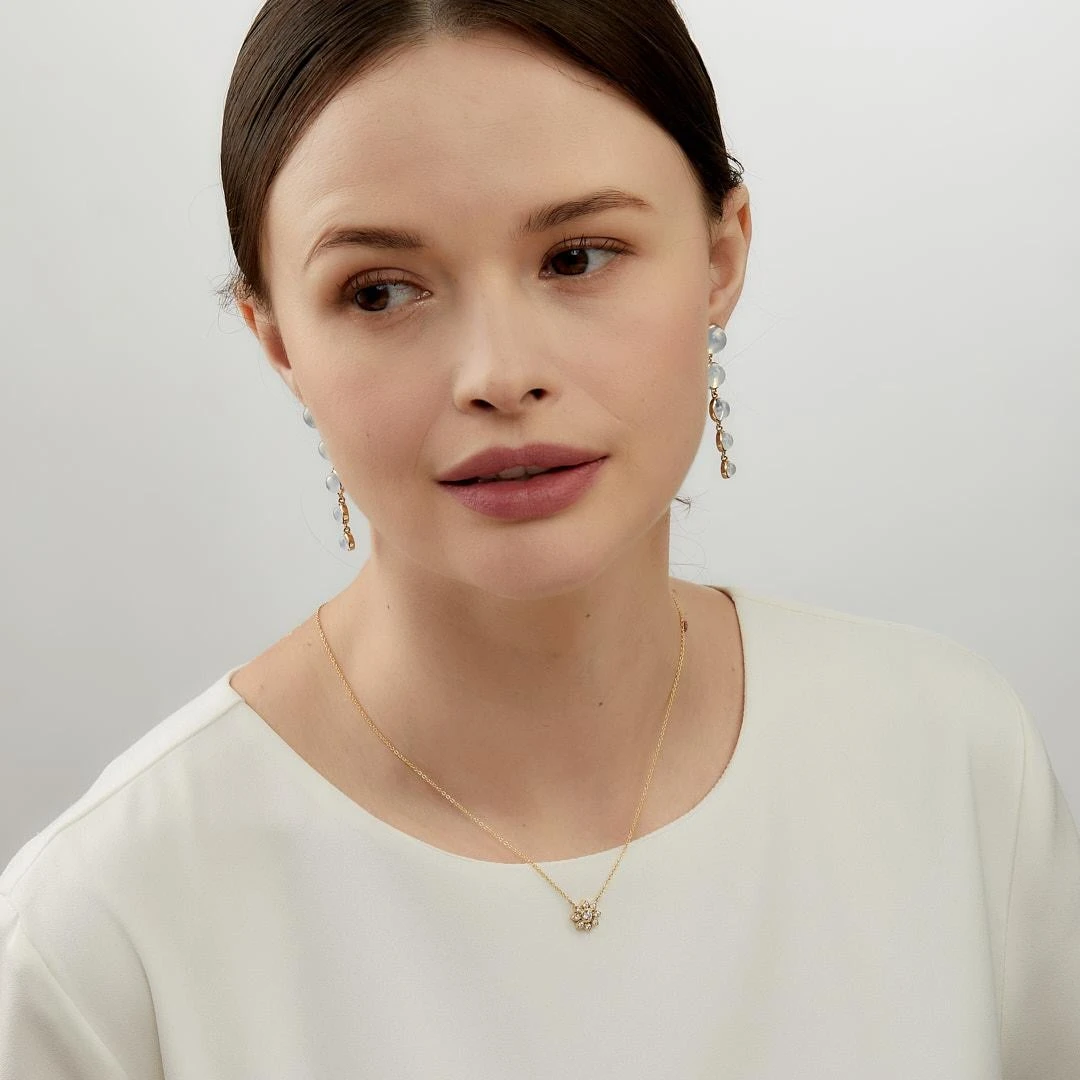 Syna Yellow Gold Flower Necklace With Diamonds 5 Syna Yellow Gold Flower Necklace With Diamonds – Image 3