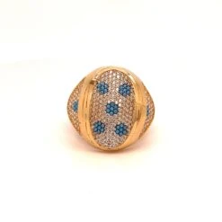 Unknown 18k Yellow Gold Diamonds And Turquoise Dome Ring -Mode Bijouterie Magasin 2023 06 15 11 49 54 master