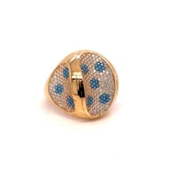 Unknown 18k Yellow Gold Diamonds And Turquoise Dome Ring -Mode Bijouterie Magasin 2023 06 15 11 50 37 master