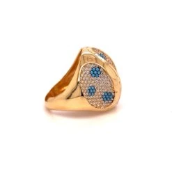Unknown 18k Yellow Gold Diamonds And Turquoise Dome Ring -Mode Bijouterie Magasin 2023 06 15 11 50 45 master