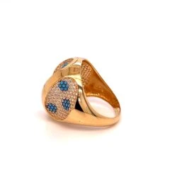Unknown 18k Yellow Gold Diamonds And Turquoise Dome Ring -Mode Bijouterie Magasin 2023 06 15 11 51 22 master
