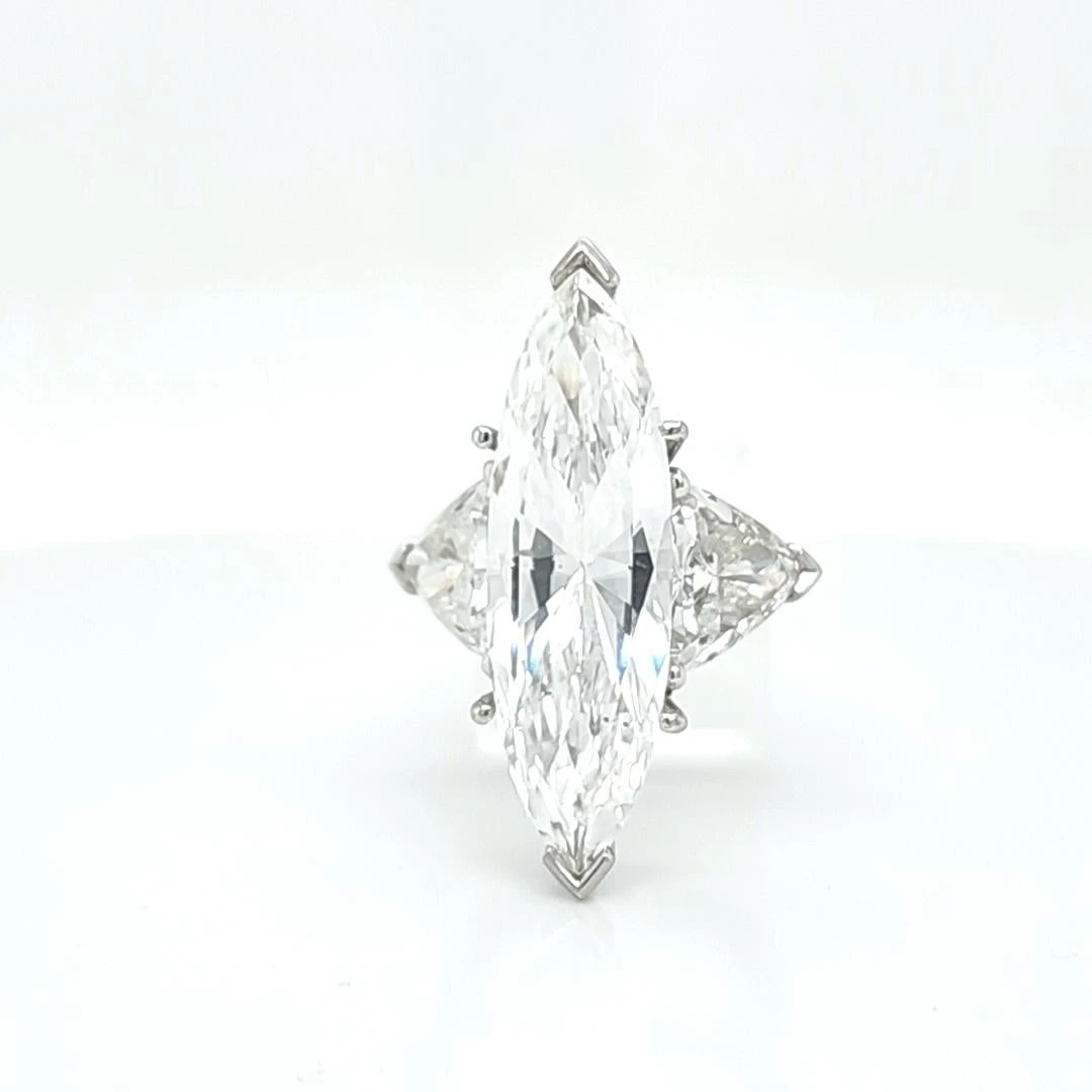 Louis Newman & Co GIA Certified 7.57 Carat Marquise Cut Diamond Three Stone Ring 5 Louis Newman & Co GIA Certified 7.57 Carat Marquise Cut Diamond Three Stone Ring – Image 3