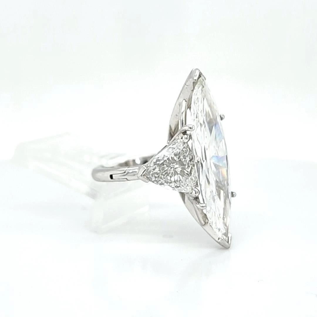 Louis Newman & Co GIA Certified 7.57 Carat Marquise Cut Diamond Three Stone Ring 6 Louis Newman & Co GIA Certified 7.57 Carat Marquise Cut Diamond Three Stone Ring – Image 4