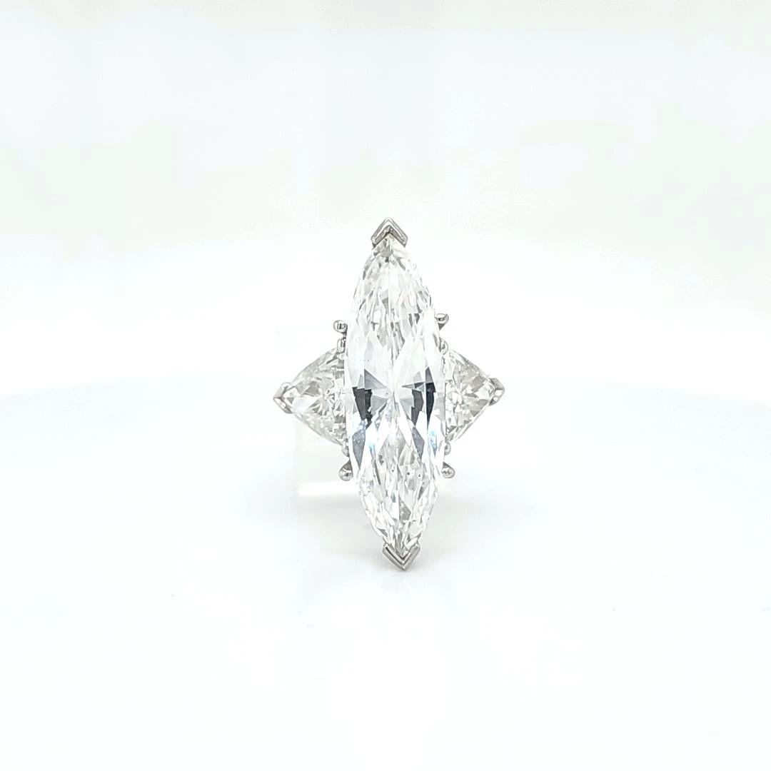 Louis Newman & Co GIA Certified 7.57 Carat Marquise Cut Diamond Three Stone Ring 4 Louis Newman & Co GIA Certified 7.57 Carat Marquise Cut Diamond Three Stone Ring – Image 2