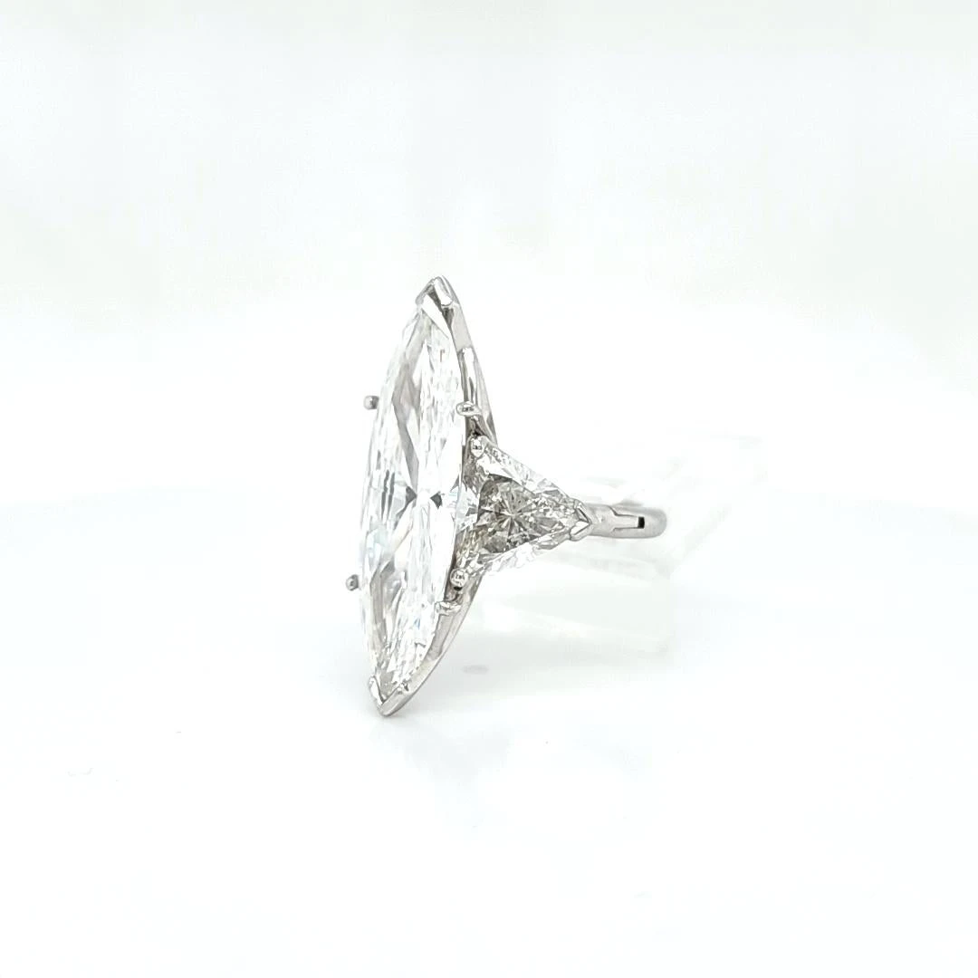 Louis Newman & Co GIA Certified 7.57 Carat Marquise Cut Diamond Three Stone Ring 7 Louis Newman & Co GIA Certified 7.57 Carat Marquise Cut Diamond Three Stone Ring – Image 5