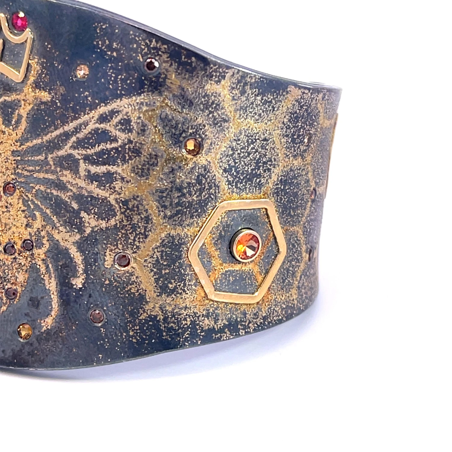 "Bee Strong" Cuff Bracelet With Oxidized Sterling Silver And 24Karat Gold Dust 5 "Bee Strong" Cuff Bracelet With Oxidized Sterling Silver And 24Karat Gold Dust – Image 3