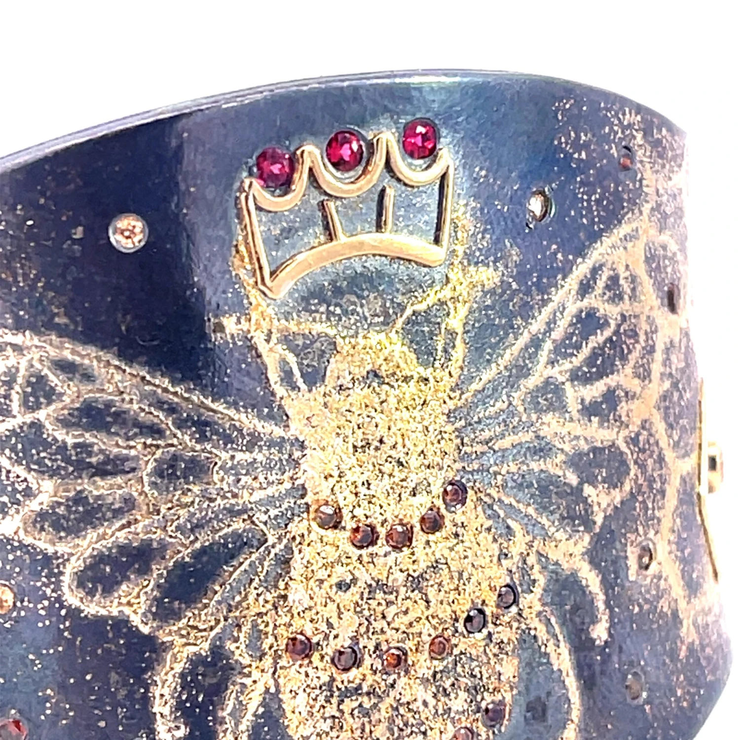 "Bee Strong" Cuff Bracelet With Oxidized Sterling Silver And 24Karat Gold Dust 6 "Bee Strong" Cuff Bracelet With Oxidized Sterling Silver And 24Karat Gold Dust – Image 4