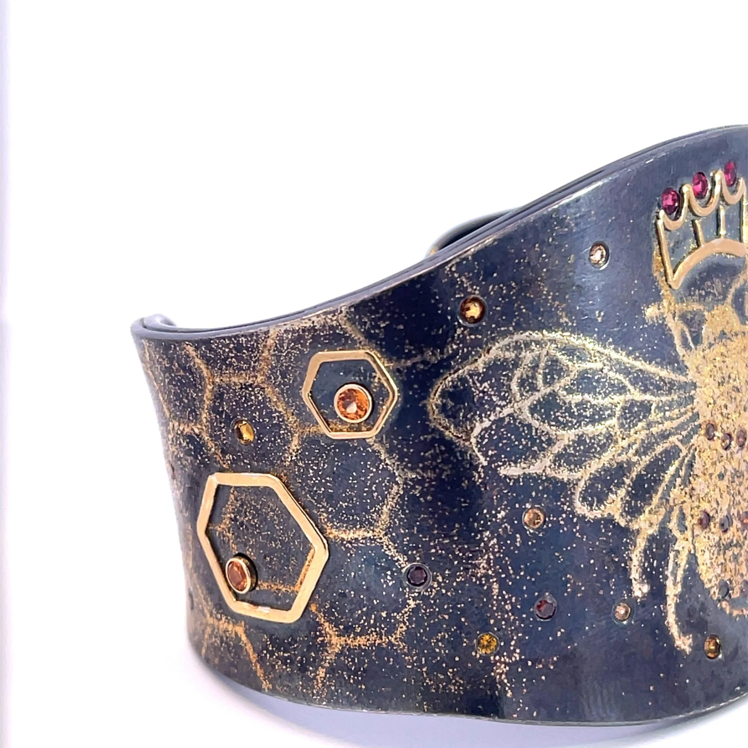 "Bee Strong" Cuff Bracelet With Oxidized Sterling Silver And 24Karat Gold Dust 7 "Bee Strong" Cuff Bracelet With Oxidized Sterling Silver And 24Karat Gold Dust – Image 5