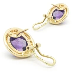 Unknown 14 Karat Yellow Gold Amethyst Disc Earrings -Mode Bijouterie Magasin 210 1039 3 master