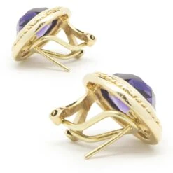 Unknown 14 Karat Yellow Gold Amethyst Disc Earrings -Mode Bijouterie Magasin 210 1039 4 master