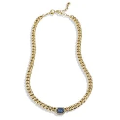 Unknown Oval Sapphire Diamond Pave 18 Karat Yellow Gold Necklace 11 Unknown Oval Sapphire Diamond Pave 18 Karat Yellow Gold Necklace -Mode Bijouterie Magasin 21241 master 1