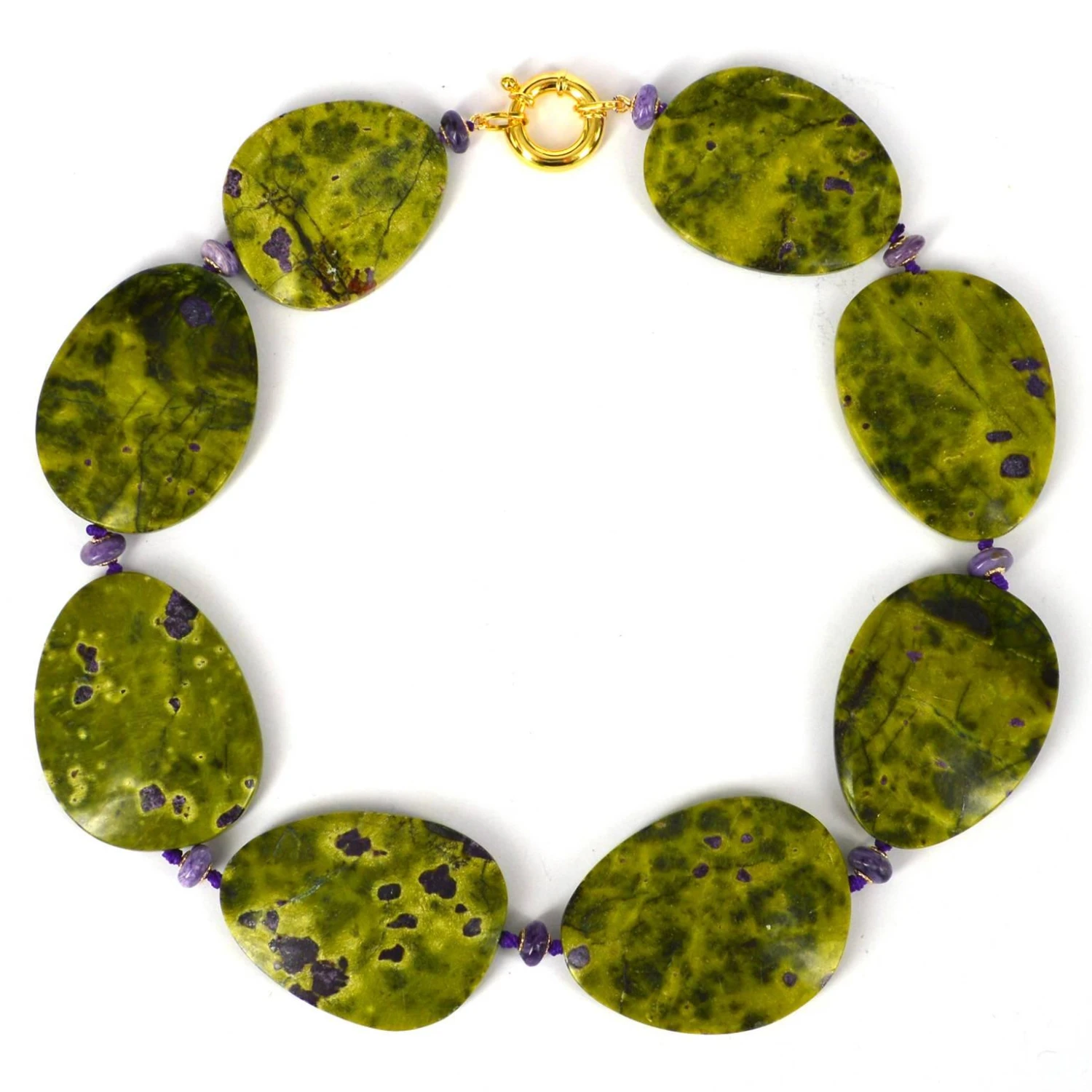 Decadent Jewels Stitchite And Charoite Gold Necklace 4 Decadent Jewels Stitchite And Charoite Gold Necklace – Image 2
