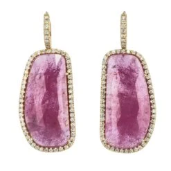 Handmade Pink Sapphire Slice Diamond Drop Earrings -Mode Bijouterie Magasin 22102 V1 master