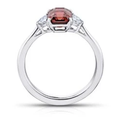 2.08 Carat Emerald Cut Reddish Brown Sapphire And Diamond Platinum Ring -Mode Bijouterie Magasin 22726 C sm master