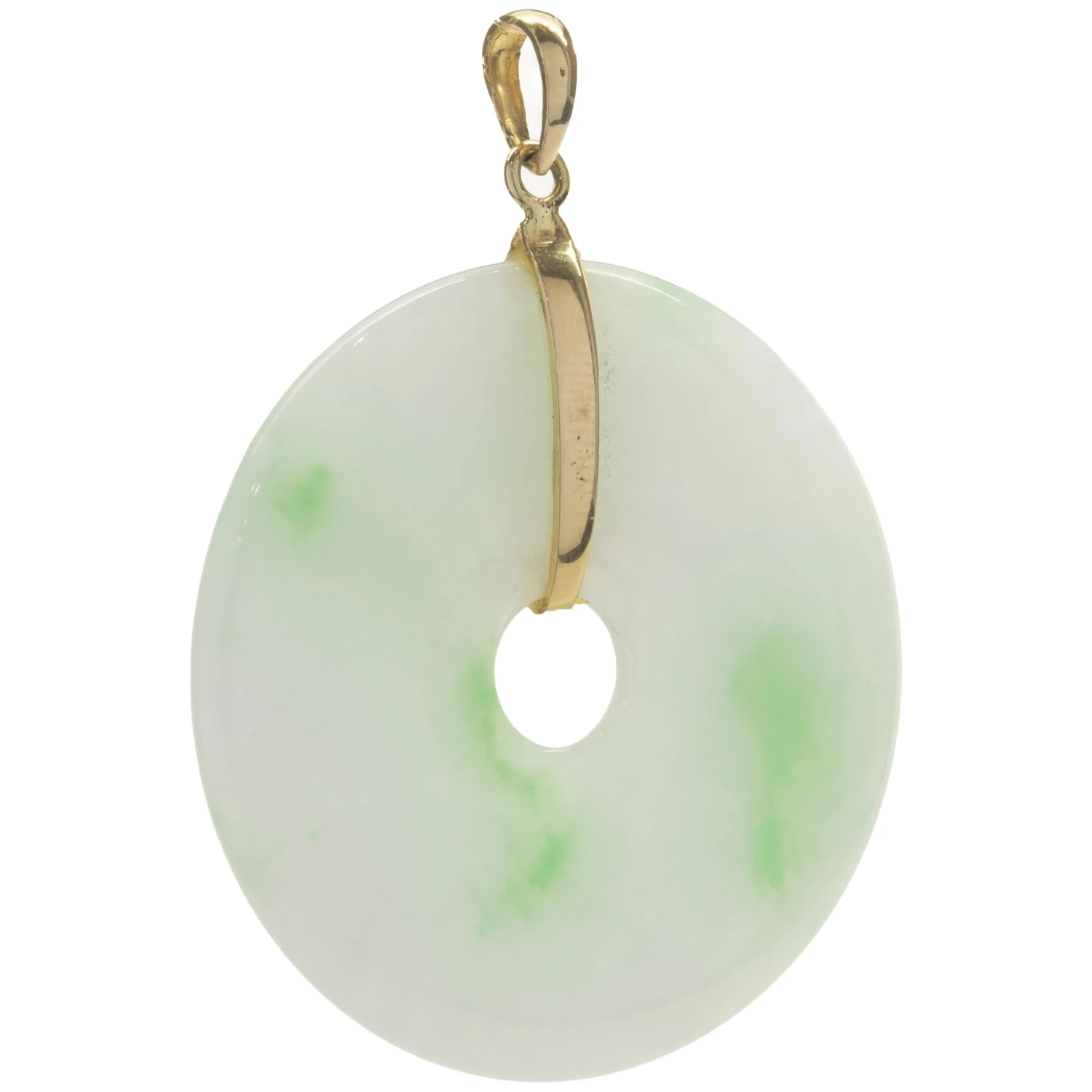 Unknown 14 Karat Yellow Gold Moss Over Snow Jade Pendant 4 Unknown 14 Karat Yellow Gold Moss Over Snow Jade Pendant – Image 2
