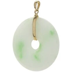 Unknown 14 Karat Yellow Gold Moss Over Snow Jade Pendant 9 Unknown 14 Karat Yellow Gold Moss Over Snow Jade Pendant -Mode Bijouterie Magasin 230 520 4 master