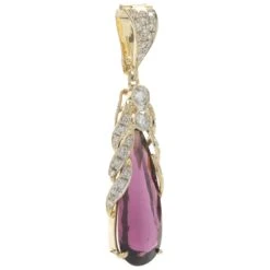 Unknown 14 Karat Yellow Gold Rhodolite Garnet And Diamond Freeform Pendant 7 Unknown 14 Karat Yellow Gold Rhodolite Garnet And Diamond Freeform Pendant -Mode Bijouterie Magasin 230 521 2 master