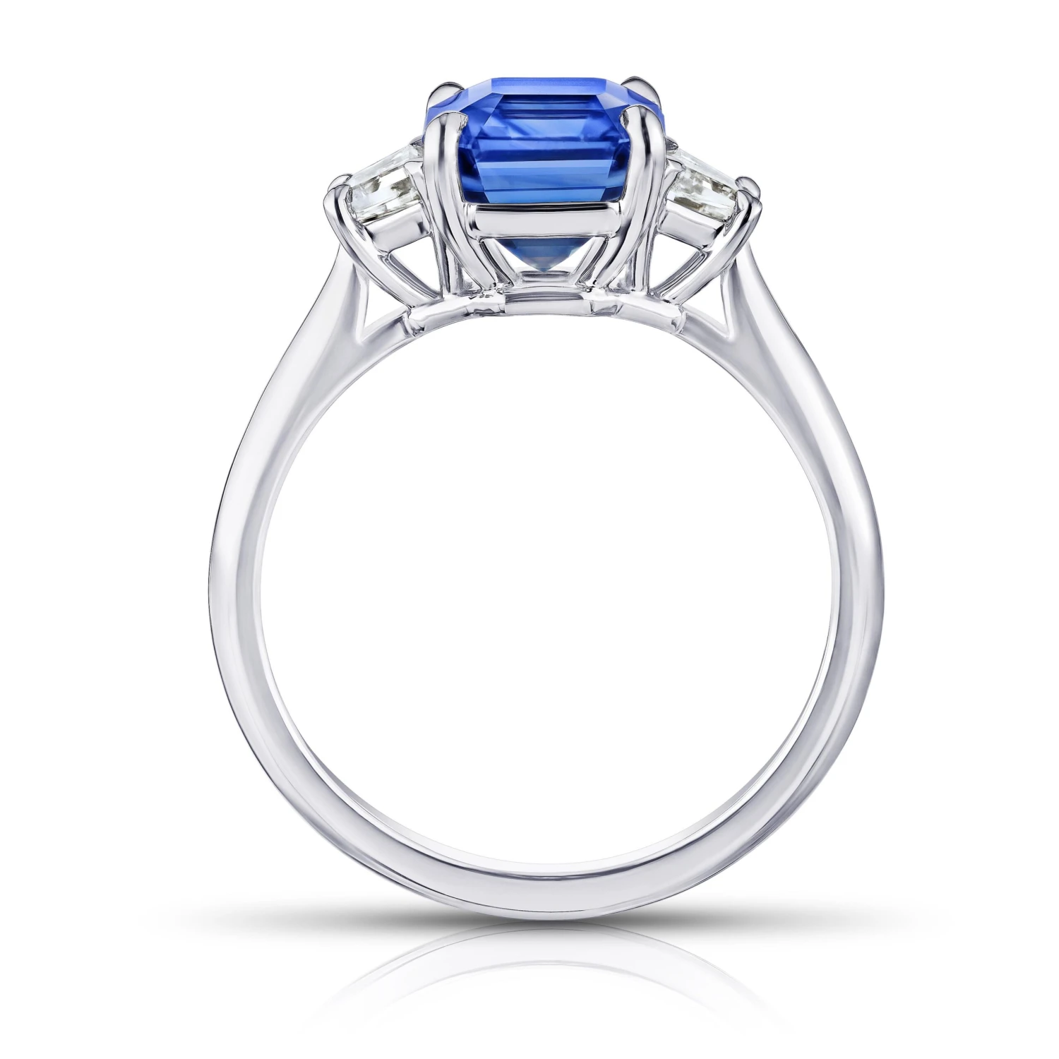 3.18 Carat Emerald Cut Blue Sapphire And Diamond Ring 5 3.18 Carat Emerald Cut Blue Sapphire And Diamond Ring – Image 3