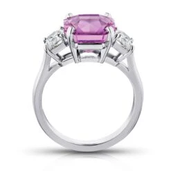 5.96 Carat Radiant Cut Pink Sapphire And Diamond Ring -Mode Bijouterie Magasin 23898 C master