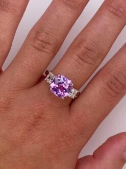 5.96 Carat Radiant Cut Pink Sapphire And Diamond Ring -Mode Bijouterie Magasin 23898 h master