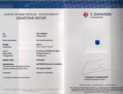 5.65 Carat Square Emerald Blue Sapphire And Diamond Ring -Mode Bijouterie Magasin 23902 CDC master